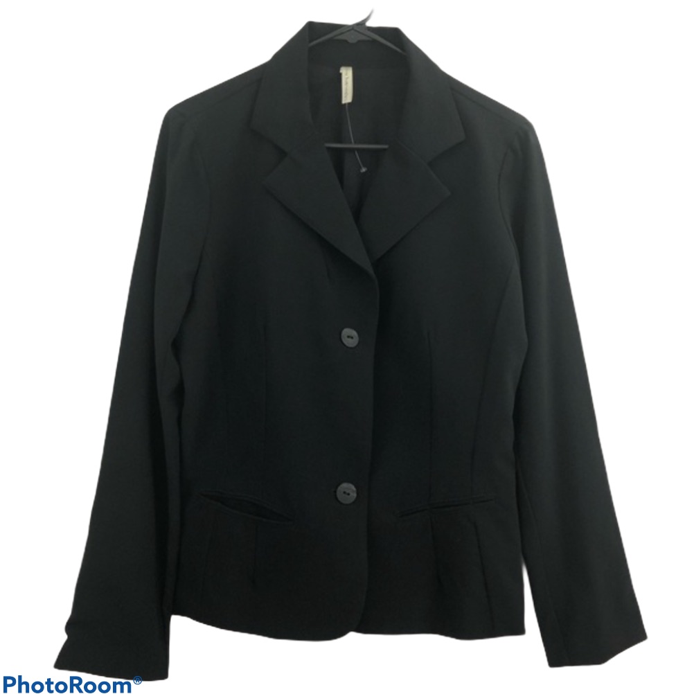 Basic Threads Black Button Down Collared Jacket Blazer Coat Jacket S